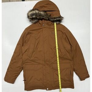 Eddie Bauer Men's Jacket Goose Down Coat, Hooded Faux Fur Parka Heavy sz. L NWOT